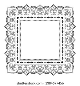 Stylized with henna tattoos decorative pattern for decorating covers for book, notebook, casket, magazine, postcard and folder. Flower in mehndi style. Frame in the eastern tradition.