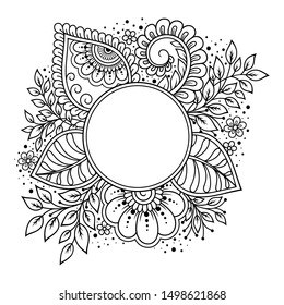 
Stylized with henna tattoos decorative pattern for decorating covers for book, notebook, casket, magazine, postcard and folder. Flower in mehndi style. Frame in the eastern tradition.