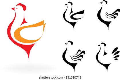 stylized hens on the white background. Company logo design. Company logo design.