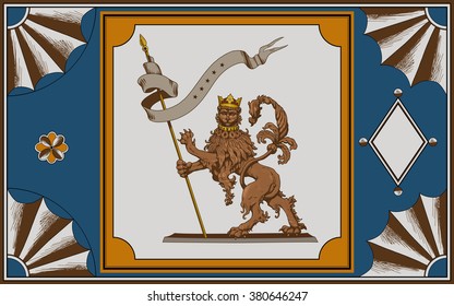 a stylized heraldic lion