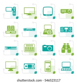 Stylized Hi-tech equipment icons - vector icon set 2