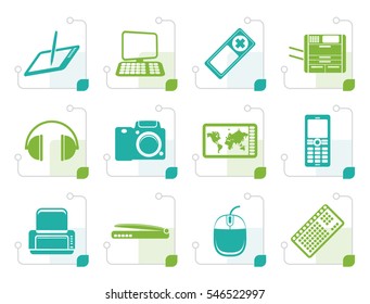 Stylized Hi-tech technical equipment icons - vector icon set 3