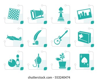 Stylized Hobby, Leisure and Holiday Icons - Vector Icon Set