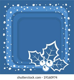Stylized holly berry and  dots on a blue background.