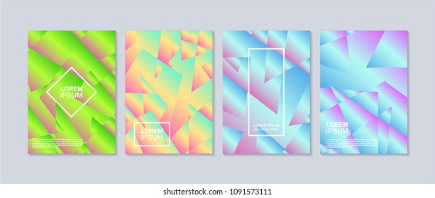	
Stylized holographic foil. With abstract geometric poster design template. With various shape and color. Vibrant color shapes for composition backgrounds element.