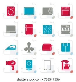 Stylized home appliance icons - vector icon set