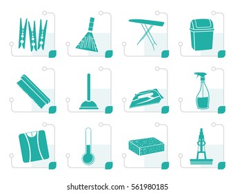 Stylized Home objects and tools icons - vector icon set