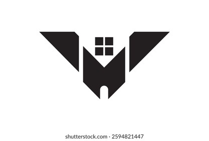 stylized home, soaring on wings of possibility logo vector art design