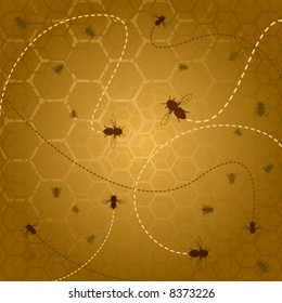 Stylized honey bee hive background