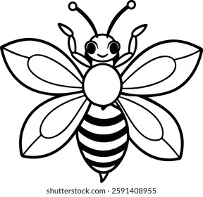 Stylized honey bee  on  white background  vector art illustration 