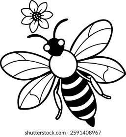 Stylized honey bee  on  white background  vector art illustration 