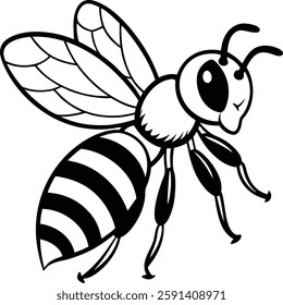 Stylized honey bee  on  white background  vector art illustration 
