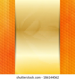 Stylized honeycomb card or invitation template with hexagonal grid background and place for text in the center.