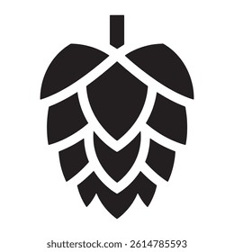 Stylized Hop Cone Vector Icon Representing Brewing Beer and Craft Beverage Production for Digital Artwork Editable Vector Illustration Isolated on a White Background