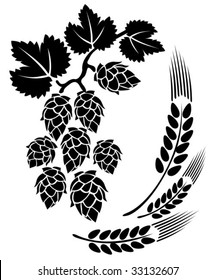 Stylized hop and ears on a white background.