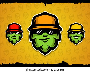 Stylized Hop Head Mascot Illustration