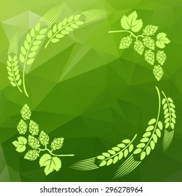 Stylized hope and wheat ear pattern on a green background.