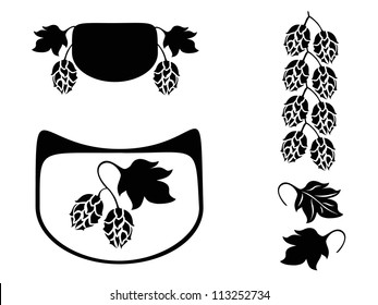 Stylized hops plant vector set