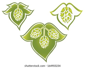 stylized hops vector set