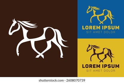 Stylized Horse Face Icon Logo in Two Colors