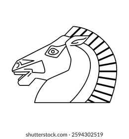 Stylized Horse Head Drawing. Horse Head Line Art Vector Illustration.