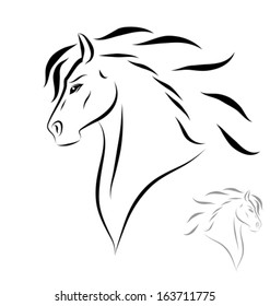 Horse head flying mane vector illustration stock vector royalty free