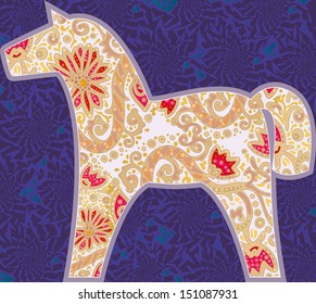 stylized horse jewelry decorated with ruby flowers