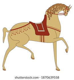 Stylized horse. Russian folk style.