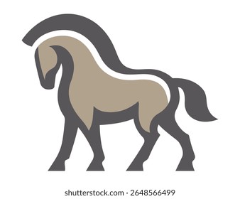 Stylized horse silhouette, showcasing modern minimalistic design