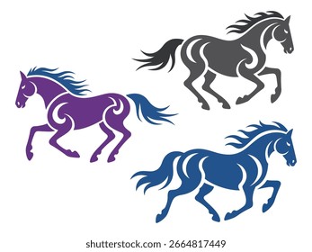 Caballos estilizados corriendo en diseño de Vector abstracto