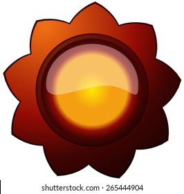Stylized Hot Sun, Vector Illustration isolated on White Background. 