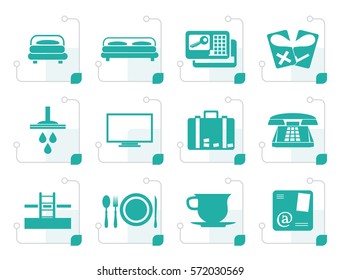 Stylized Hotel and motel icons  - Vector icon Set