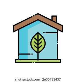 Casa estilizada con diseño de hojas