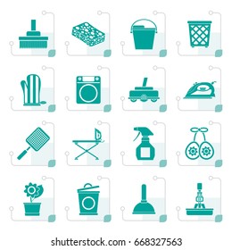 Stylized Household objects and tools icons - vector icon set