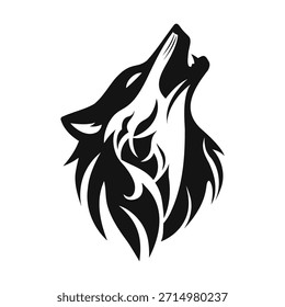 Retrato de lobo aullador estilizado. Estilo Tribal Aullido Y Estornino Animal Emblema.