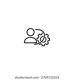 Avatar humano estilizado conectado a un engranaje mecánico que simboliza la interacción humano-en-el-bucle.