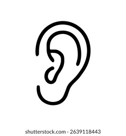 Stylized human ear outline illustration. Icon symbol illustration