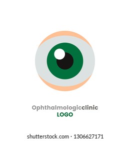 Stylized human eye logo for ophthalmologic clinic or surveillance camera agency. Flat vector illustration isolated on white background
