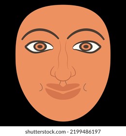 Stilvolles menschliches Gesicht. Altes griechisches Design. Antike ethnische Maske. Einzige Vektorgrafik. Auf schwarzem Hintergrund.