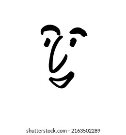 A stylized human face. A hand-drawn funny character. Logo. Vector illustration.