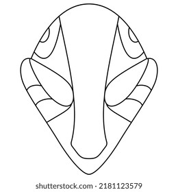 Stylized Human Face. Neolithic Ethnic Mask From Serbia. Vinča Culture. Black And White Linear Silhouette. 