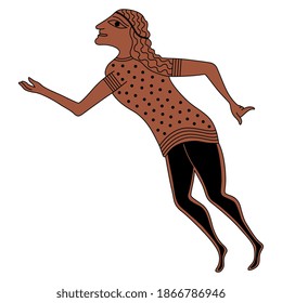 Stylized human figure. Ancient Etruscan or Greek art. Monochrome silhouette. 