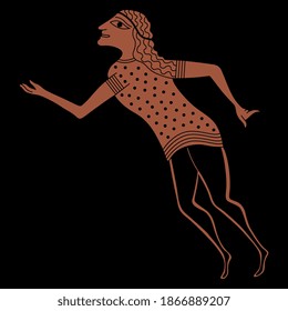 Stylized Human Figure. Ancient Etruscan Or Greek Art. Monochrome Silhouette. 