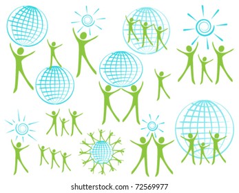 Stylized human figures- the concept of global ecology