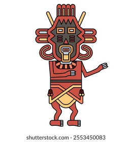 Stylized human figurine from Paracas. Indigenous ethnic Native American design from ancient Peru. Isolated vector illustration.