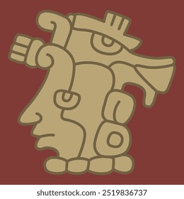 Stylized human head. Native American ethnic design of Mayan Indians. 