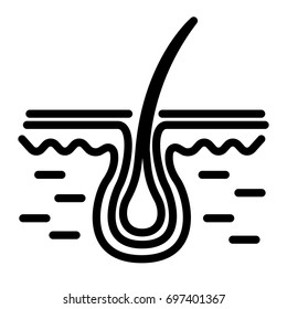 Seção de pele humana estilizada com cabelo. Ilustração de vetor linear de linha fina