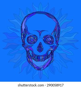 Stylized human skull with colorful stained glass pieces for your creativity