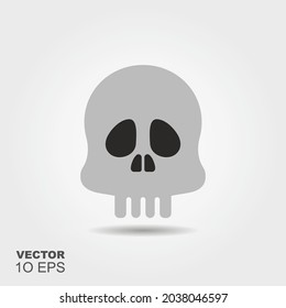 Stylized human skull. Flat silhouette icon with shadow