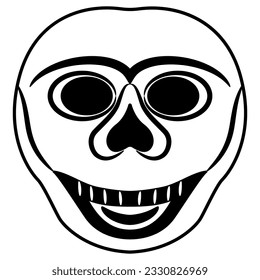 
Stylized human skull. Halloween symbol. Black and white silhouette. Happy dead head.